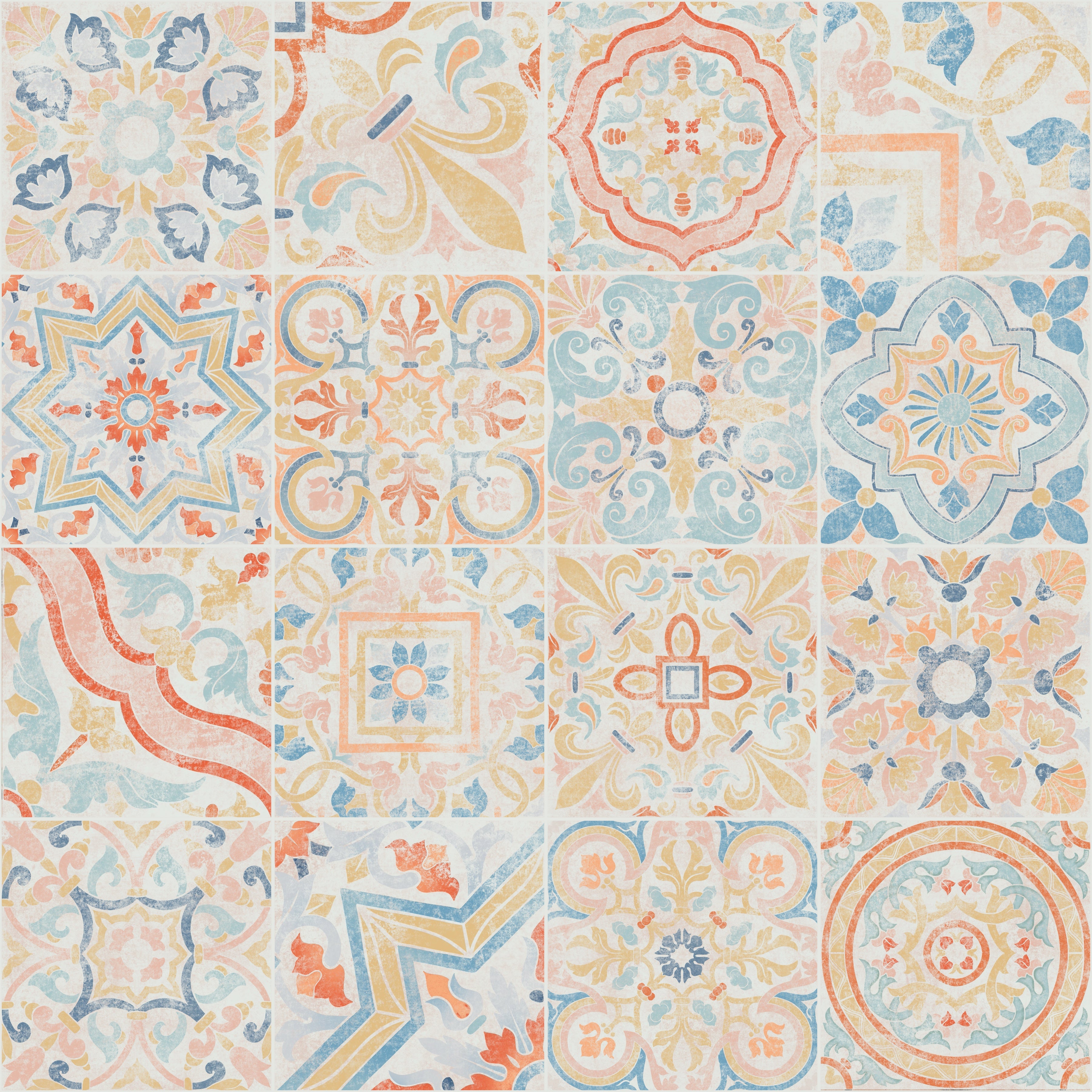 Patterned tile design with pastel colors